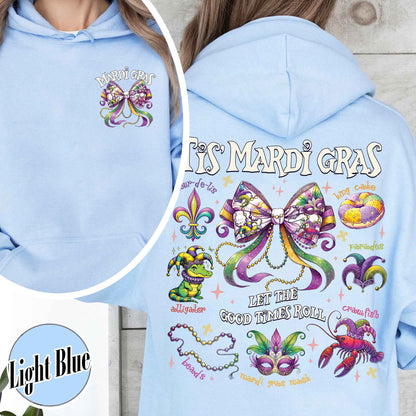 Mardi Gras Hoodie, Mardi Gras Coquette Hoodie,Louisiana Mardi Gras Hoodie, Fat Tuesday Hoodie