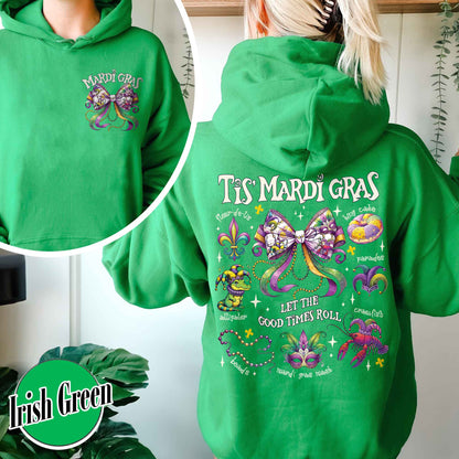 Mardi Gras Hoodie, Mardi Gras Coquette Hoodie,Louisiana Mardi Gras Hoodie, Fat Tuesday Hoodie