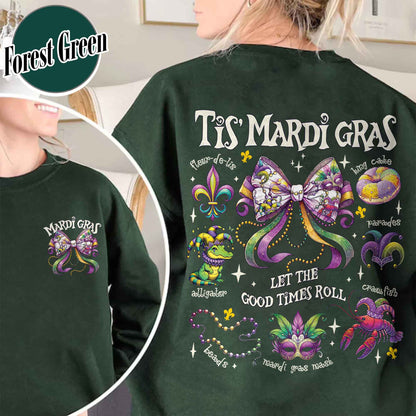 Mardi Gras Sweatshirt, Mardi Gras Coquette Sweatshirt,Louisiana Mardi Gras Sweatshirt, Fat Tuesday Sweatshirt