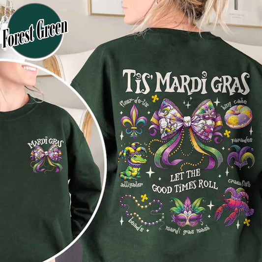 Mardi Gras Sweatshirt, Mardi Gras Coquette Sweatshirt,Louisiana Mardi Gras Sweatshirt, Fat Tuesday Sweatshirt