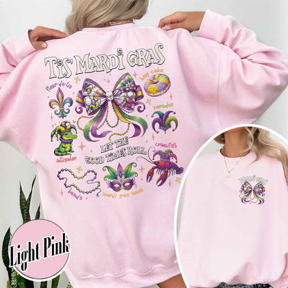 Mardi Gras Sweatshirt, Mardi Gras Coquette Sweatshirt,Louisiana Mardi Gras Sweatshirt, Fat Tuesday Sweatshirt