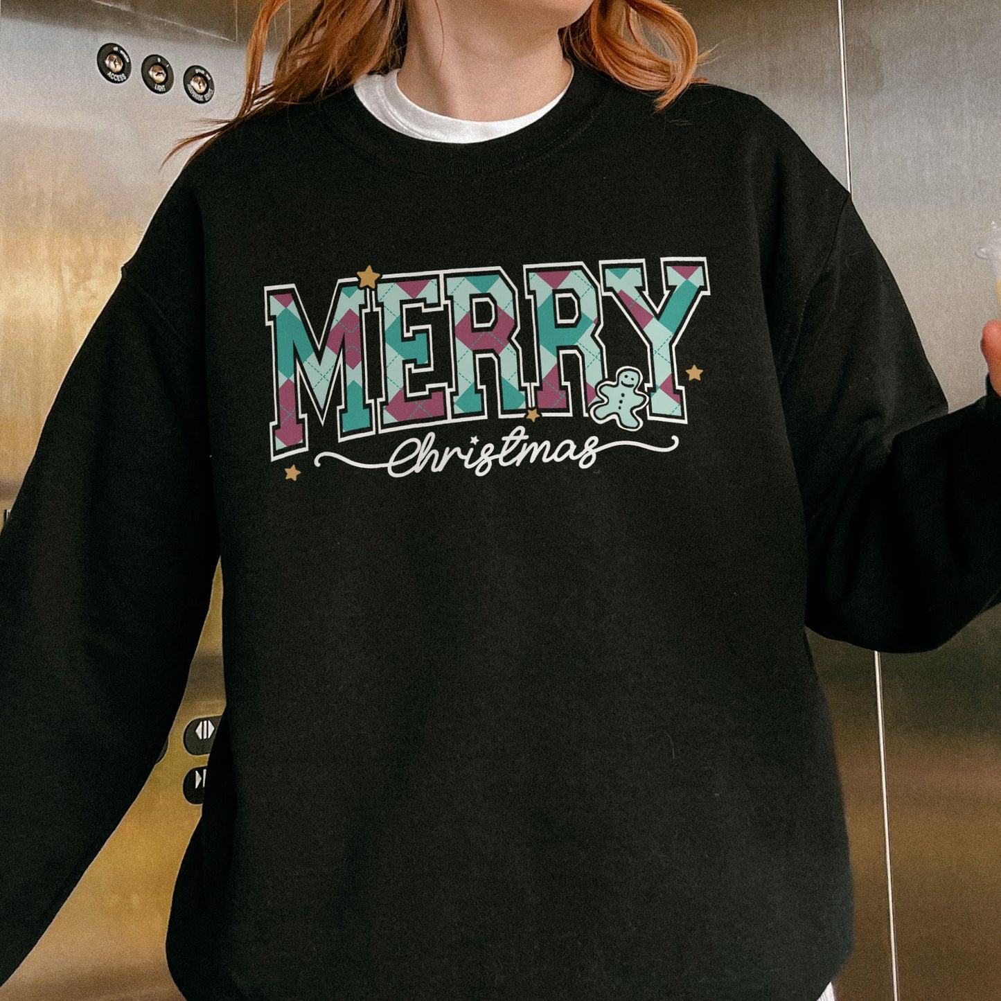 Merry Christmas Sweatshirt Retro Holiday Sweatshirt for Women