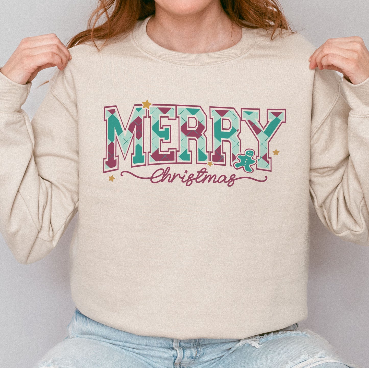 Merry Christmas Sweatshirt Retro Holiday Sweatshirt for Women