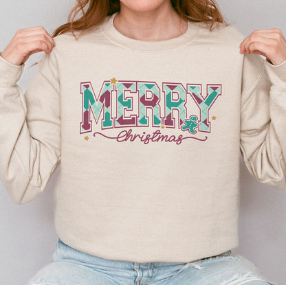 Merry Christmas Sweatshirt Retro Holiday Sweatshirt for Women