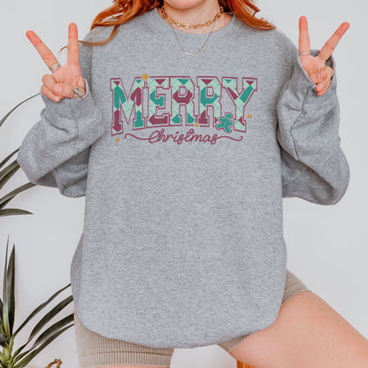 Merry Christmas Sweatshirt Retro Holiday Sweatshirt for Women