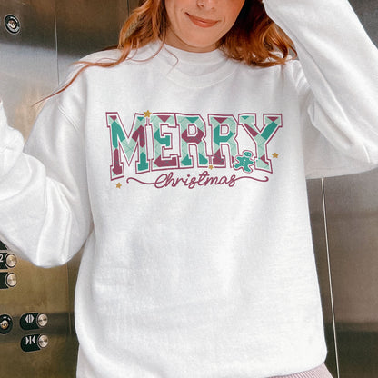 Merry Christmas Sweatshirt Retro Holiday Sweatshirt for Women