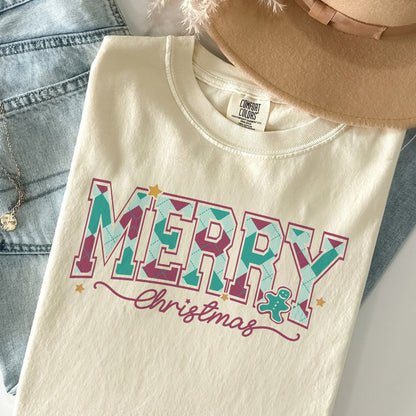 Merry Christmas Comfort Colors® Retro Holiday Shirt for Women
