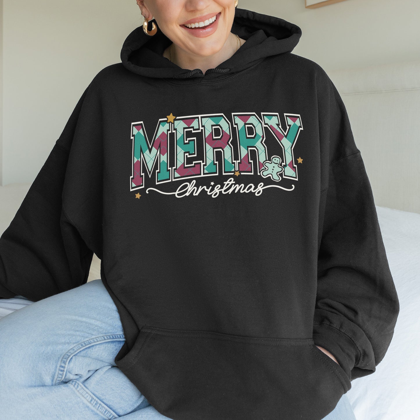 Merry Christmas Hoodie Retro Holiday Hoodie for Women