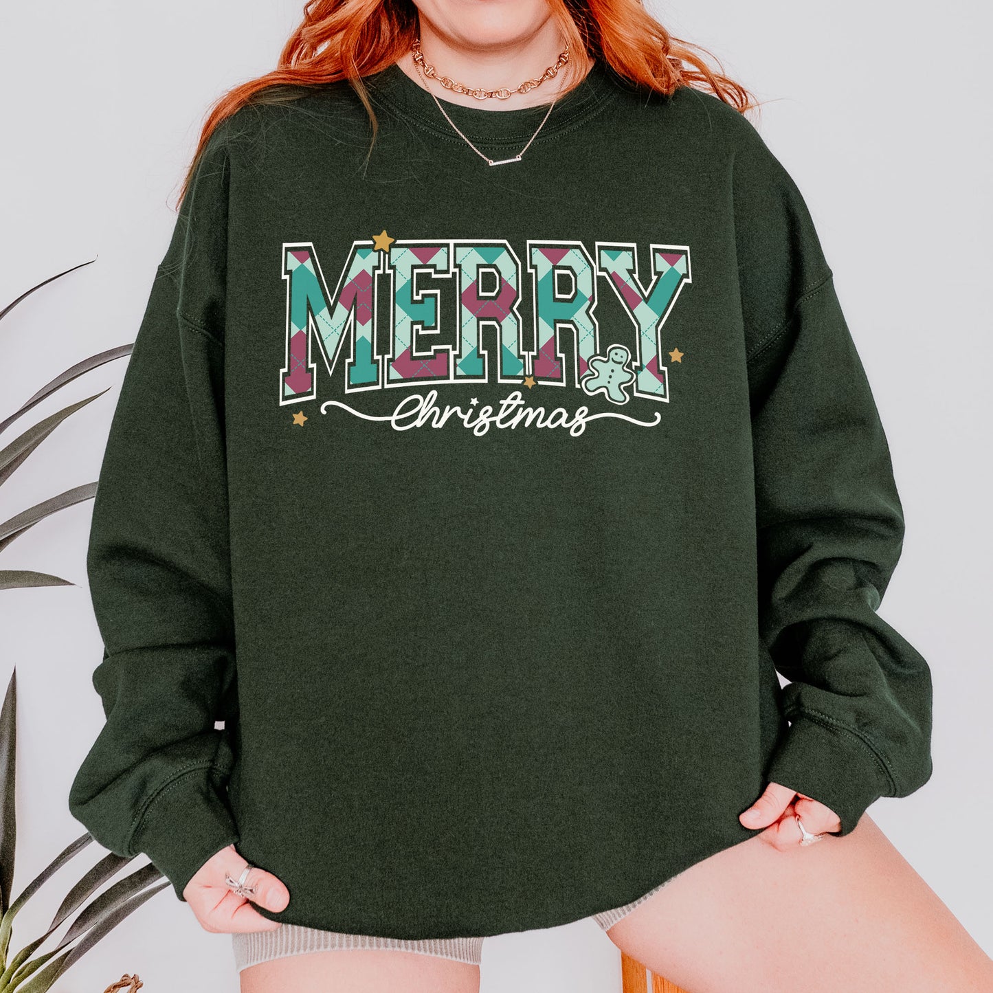 Merry Christmas Sweatshirt Retro Holiday Sweatshirt for Women