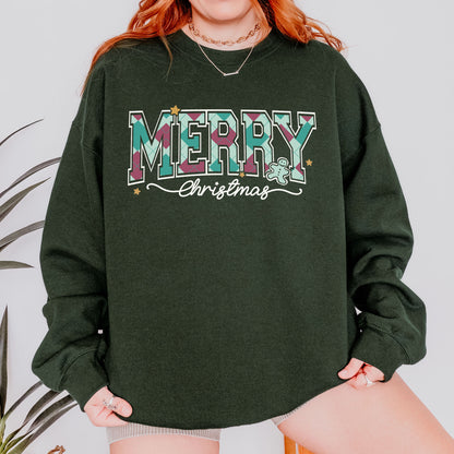 Merry Christmas Sweatshirt Retro Holiday Sweatshirt for Women