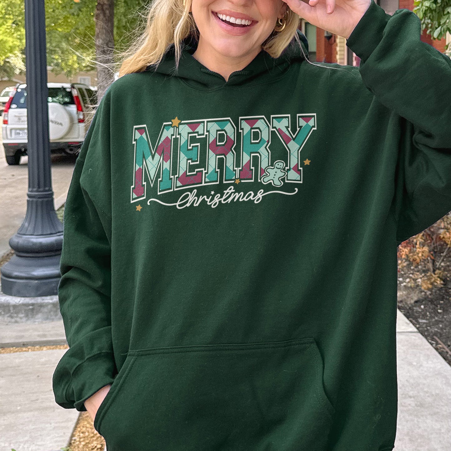 Merry Christmas Hoodie Retro Holiday Hoodie for Women