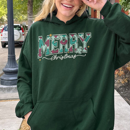Merry Christmas Hoodie Retro Holiday Hoodie for Women
