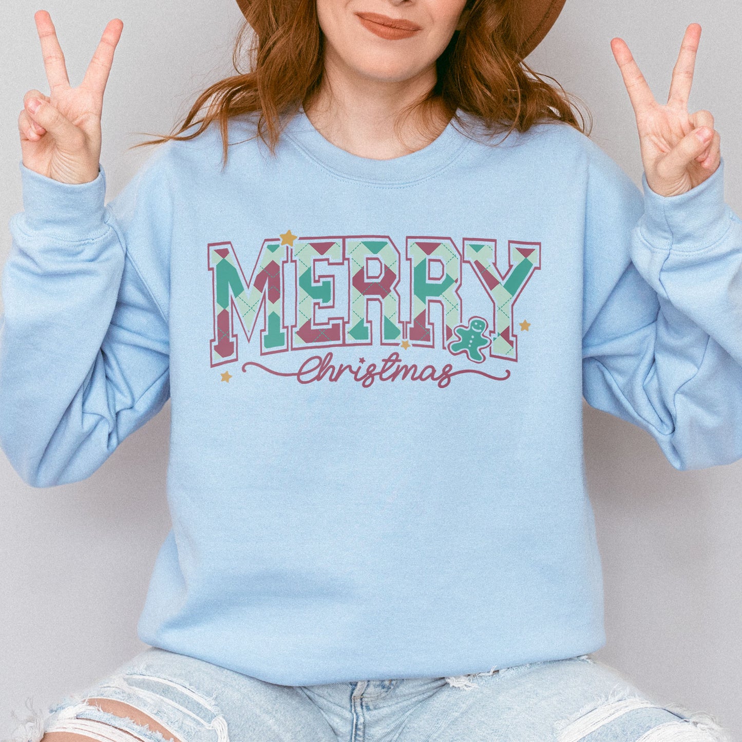 Merry Christmas Sweatshirt Retro Holiday Sweatshirt for Women