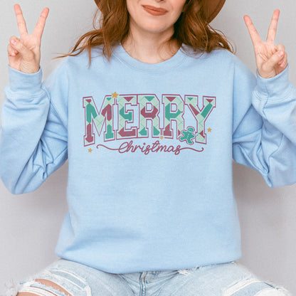 Merry Christmas Sweatshirt Retro Holiday Sweatshirt for Women