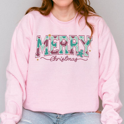 Merry Christmas Sweatshirt Retro Holiday Sweatshirt for Women