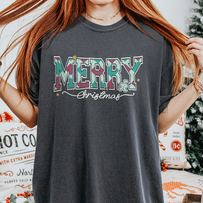 Merry Christmas Comfort Colors® Retro Holiday Shirt for Women