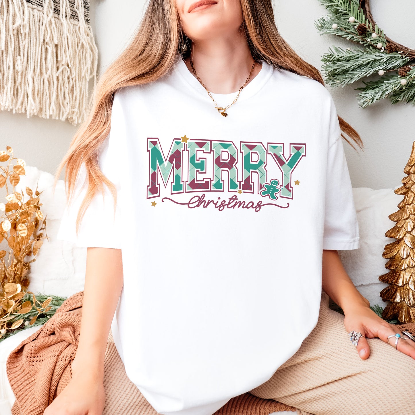 Merry Christmas Comfort Colors® Retro Holiday Shirt for Women