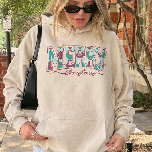 Merry Christmas Hoodie Retro Holiday Hoodie for Women