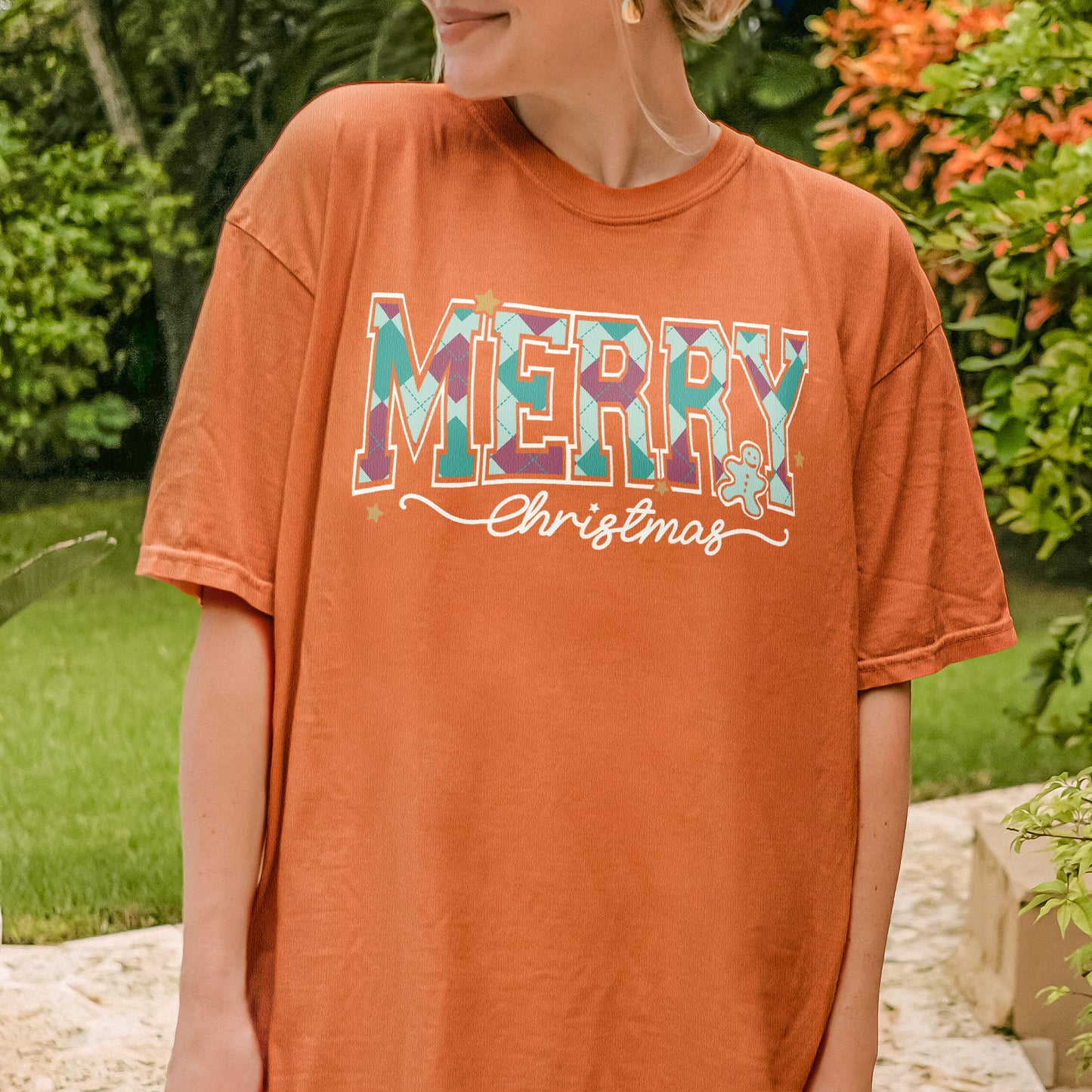 Merry Christmas Comfort Colors® Retro Holiday Shirt for Women
