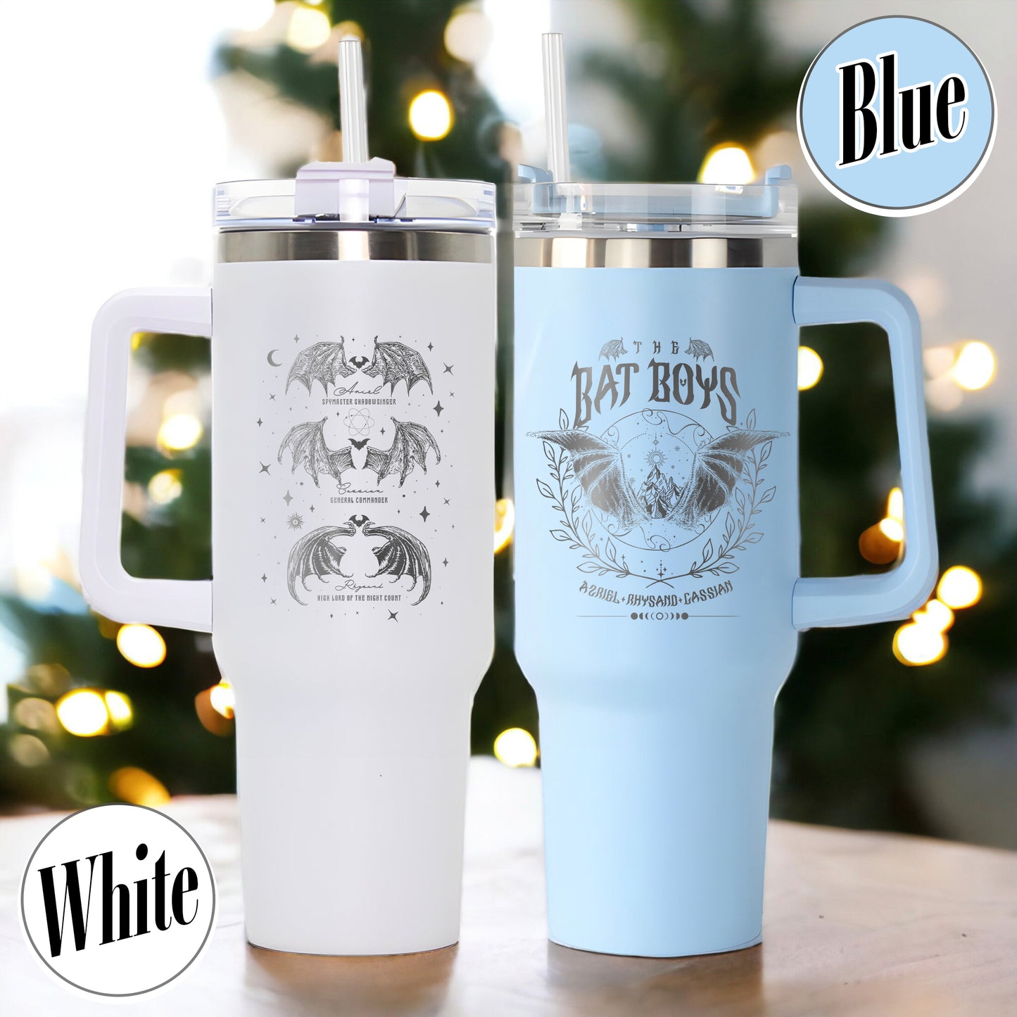 The Bat Boys Tumbler 40oz With Handle, ACOTAR Tumbler 40oz With Handle, Bat Boys Wings