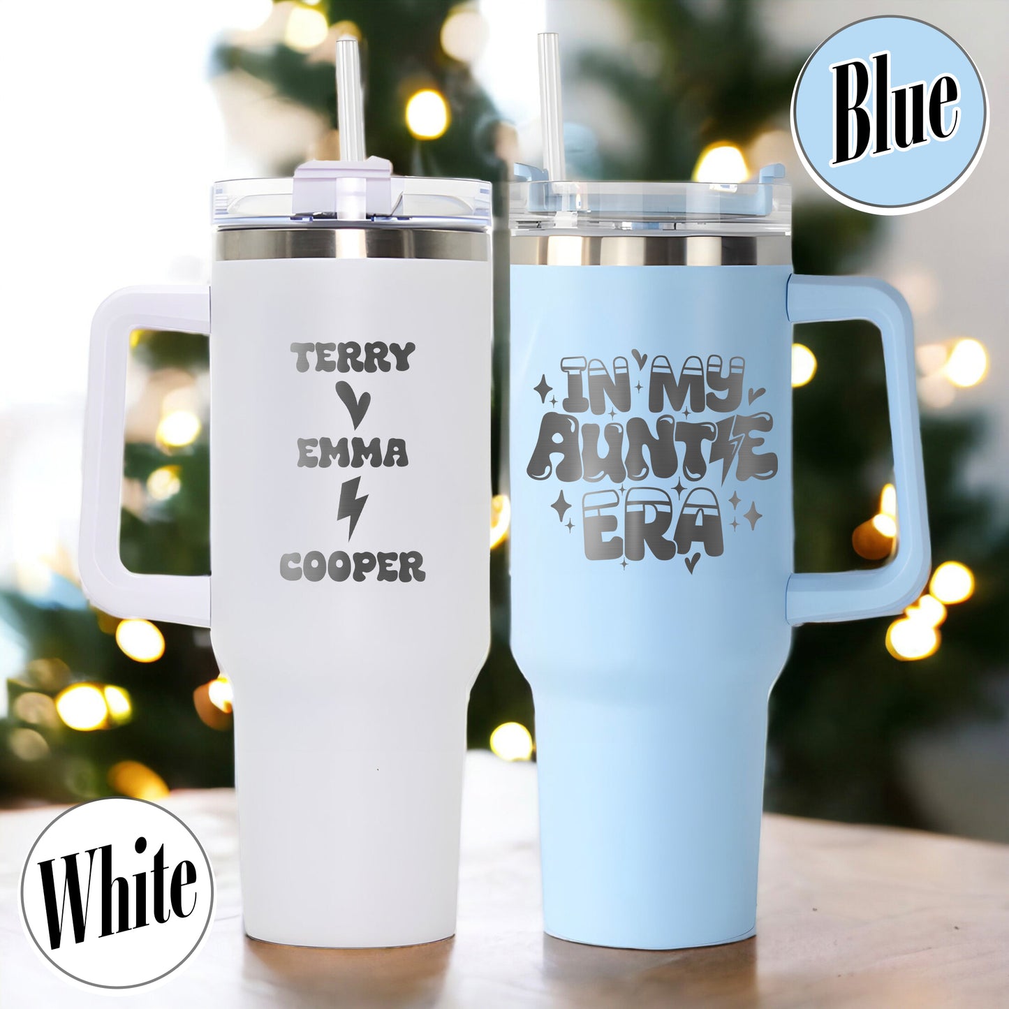 Personalized Auntie Tumbler 40oz, Auntie Era Tumbler, In My Auntie Era Tumbler, Auntie Gift, Promoted To Auntie Tumbler, Tumbler With Handle