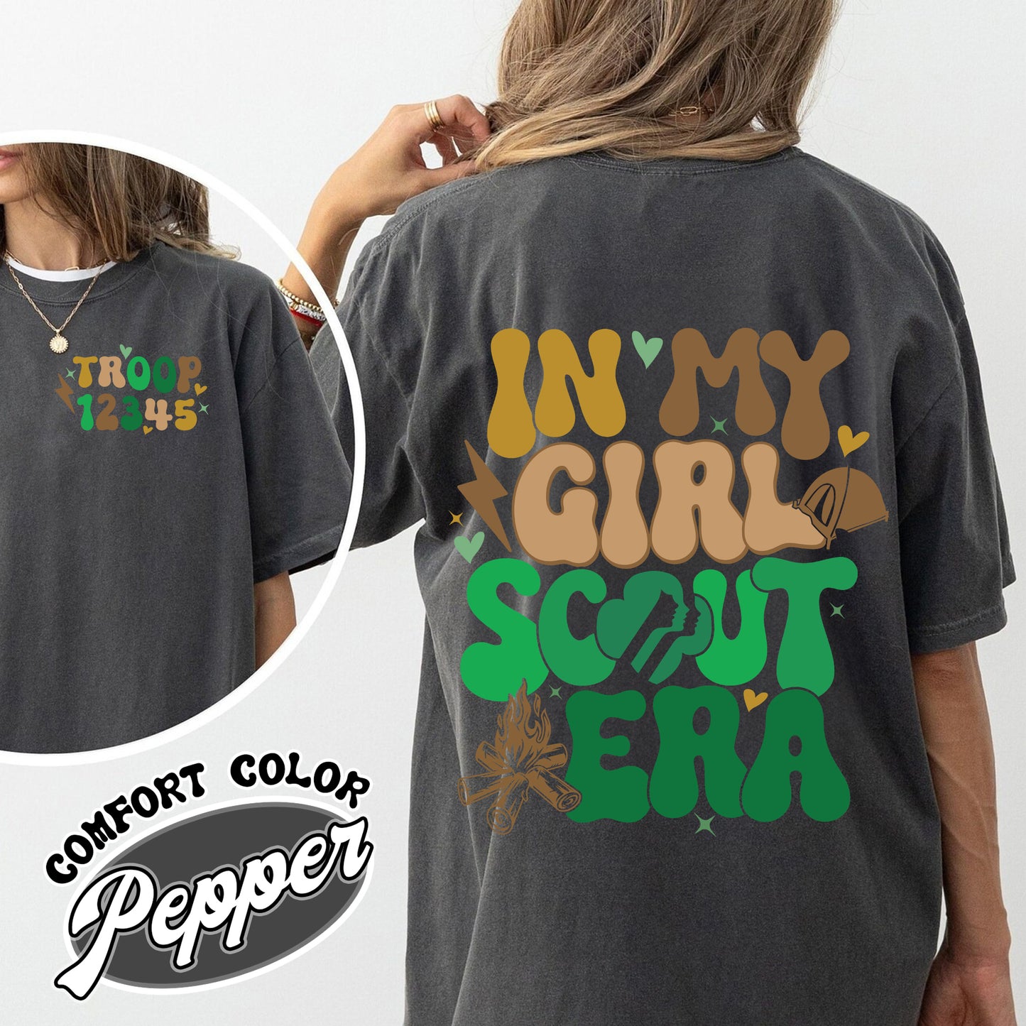 In My Girl Scout Era Comfort Color Shirt, In My Girl Scout Era, Custom Scout Shirt, Scout Girl Shirt, Scout Troop Number Shirt, Scout Troop Shirt