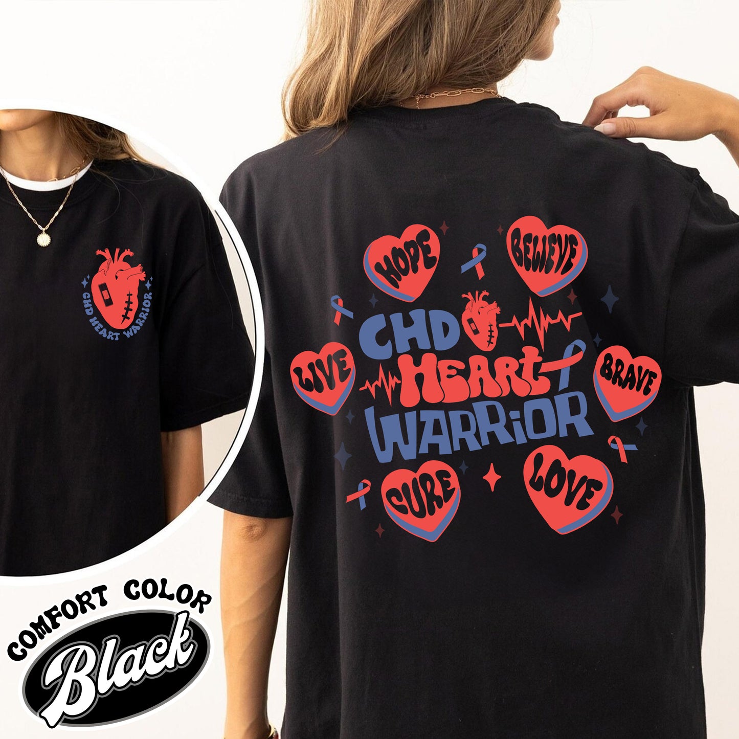 Chd Awareness Comfort Color Shirt, Chd Awareness Ribbon, Heart Disease Awareness Shirt