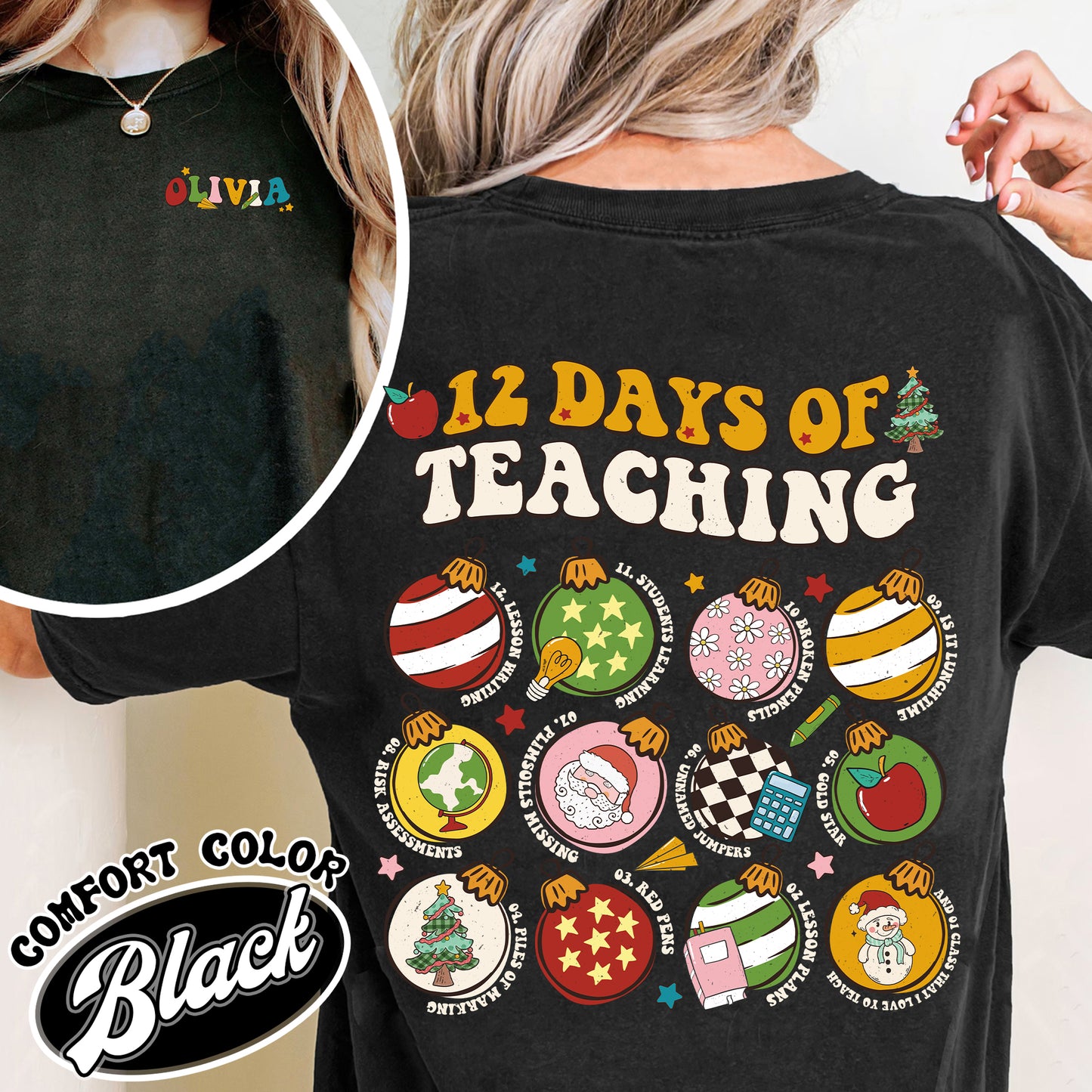 12 Days of Teaching Comfort Color Shirt, Christmas Shirt, Teacher Shirt