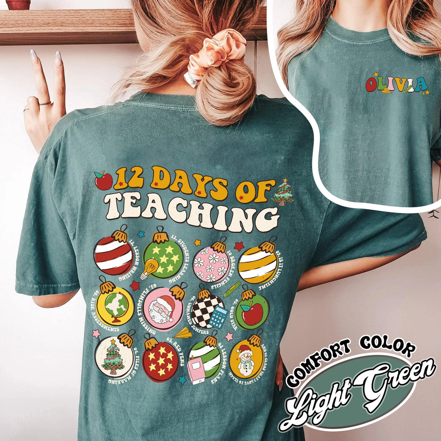 12 Days of Teaching Comfort Color Shirt, Christmas Shirt, Teacher Shirt