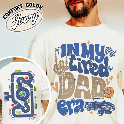 Race Car Track Comfort Colors Shirt for Dad, Race Track Shirt for Dad, Racing Shirt for Dad, In My Tired Dad Era Shirt, Tired Dads Club, Toy Car Massage Shirt