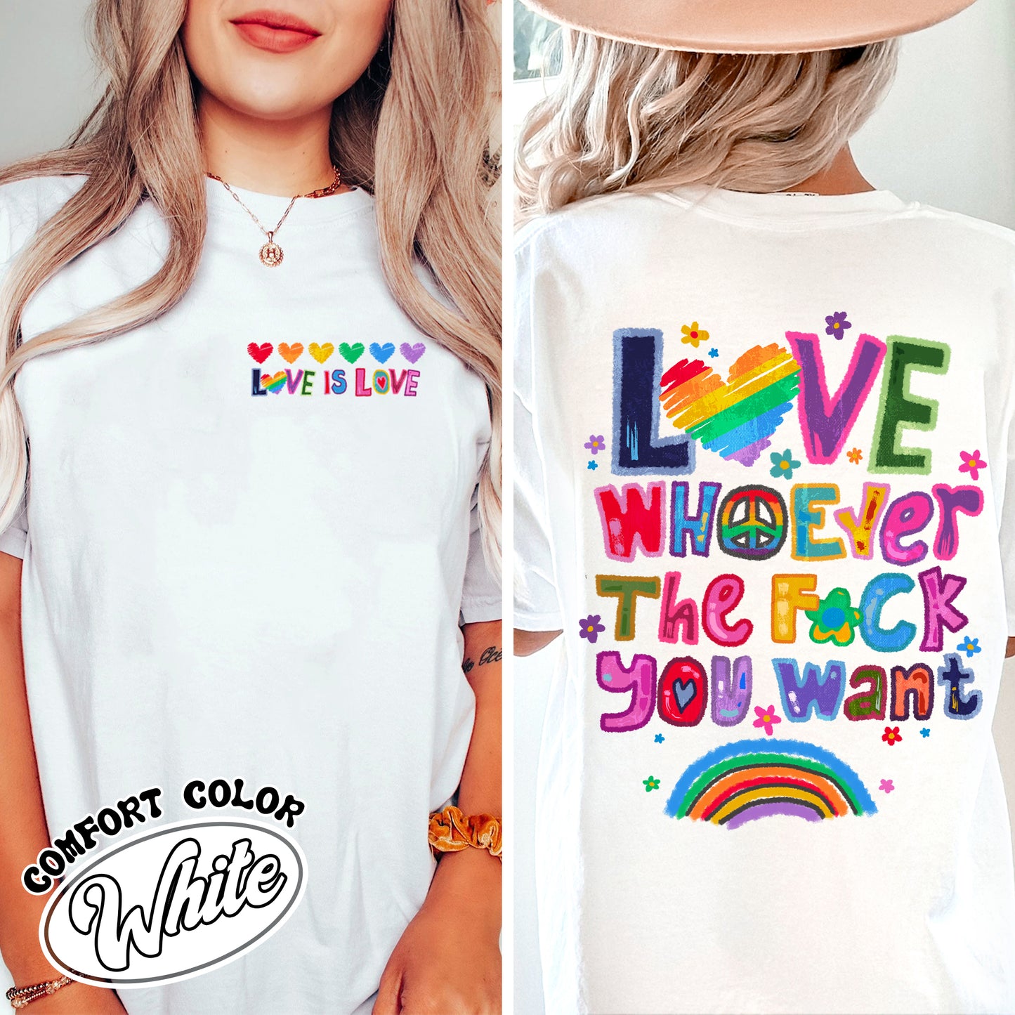 Love Whoever the F You Want Comfort Colors Shirt, Pride Month Shirt, LGBT Shirt, Rainbow Shirt, Gay Pride Trendy Tshirt, Live Laugh Lesbian, Lesbian Shirt