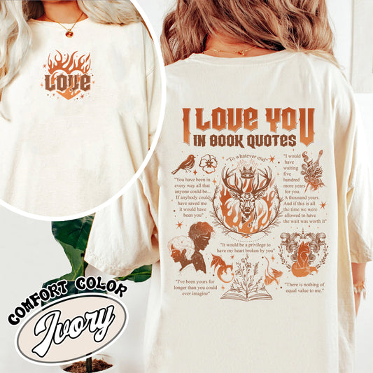 I Love You in Book Quotes Shirt, Bookworm Shirt, Bookish Shirt, Book Lovers Shirt, Book Club Gift, Different Ways Say I Love You in Book Quotes