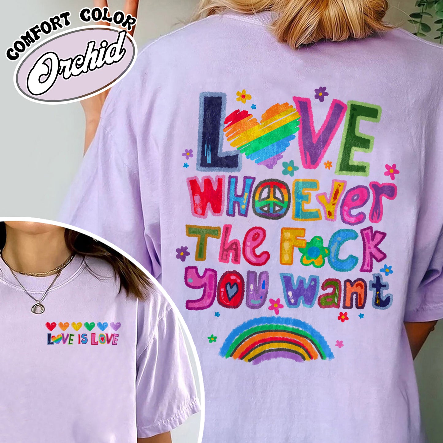 Love Whoever the F You Want Comfort Colors Shirt, Pride Month Shirt, LGBT Shirt, Rainbow Shirt, Gay Pride Trendy Tshirt, Live Laugh Lesbian, Lesbian Shirt