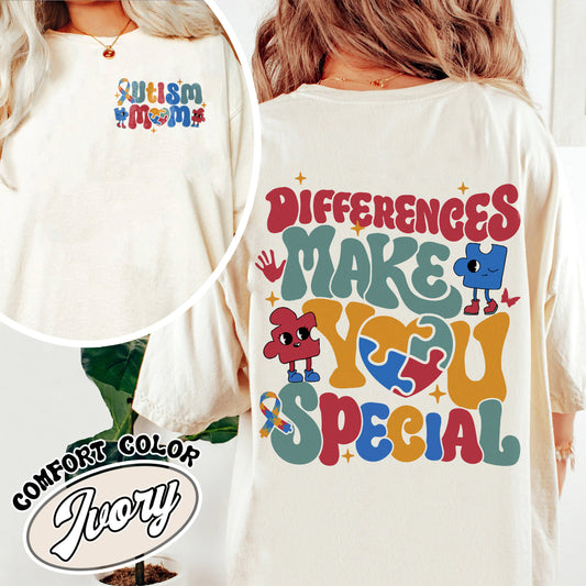 Differences Make You Special Comfort Color Shirt, In My Autism Mom Era Shirt, Autism Awareness Accept Understand Love