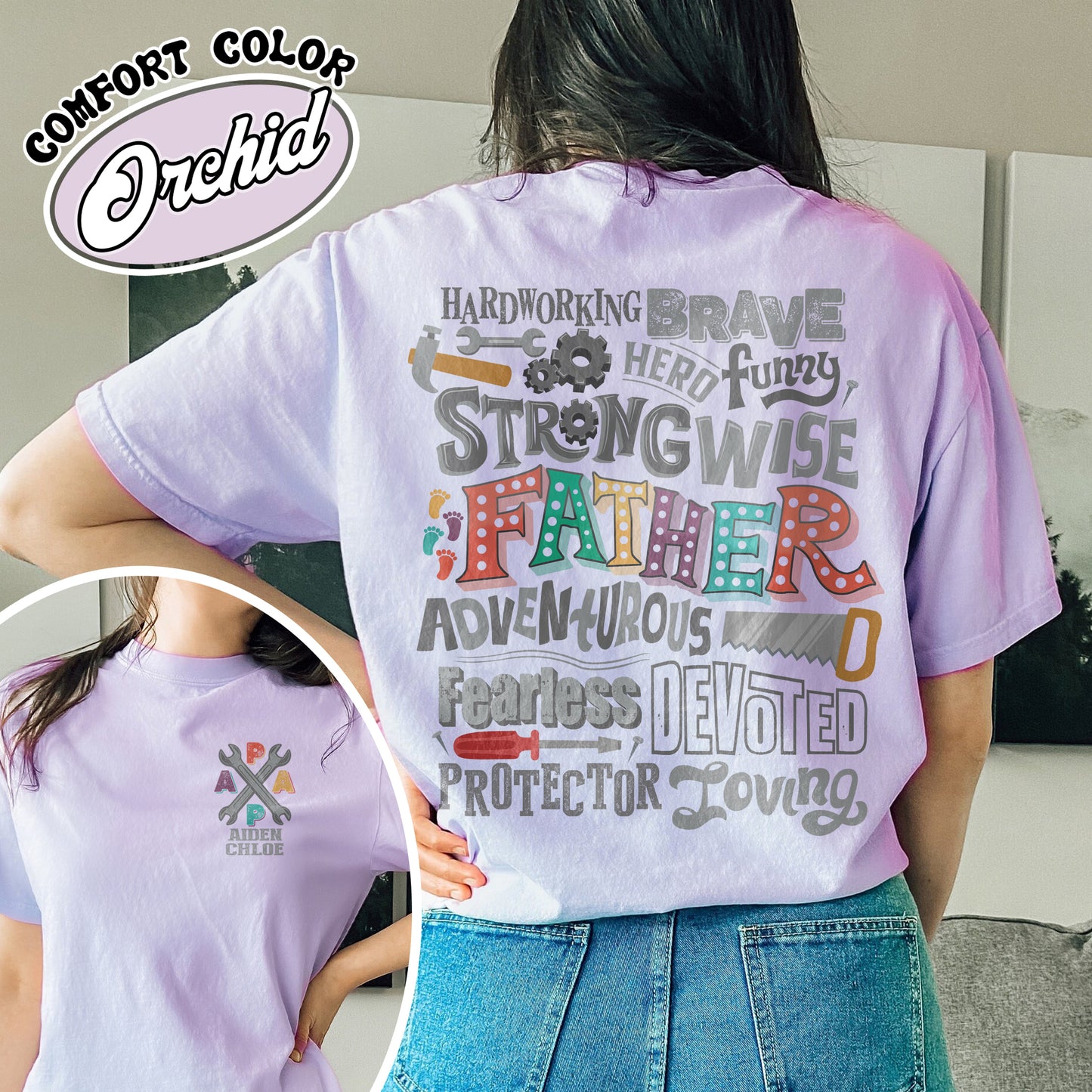 Custom Best Dad Ever Comfort Colors Tshirt, Custom Best Dad Ever, Happy Father’s Day, for Men, Papa Cross T-Shirt, Personalized With Name, Gift for DAD