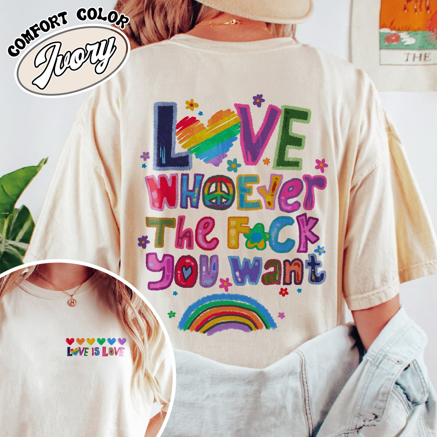 Love Whoever the F You Want Comfort Colors Shirt, Pride Month Shirt, LGBT Shirt, Rainbow Shirt, Gay Pride Trendy Tshirt, Live Laugh Lesbian, Lesbian Shirt