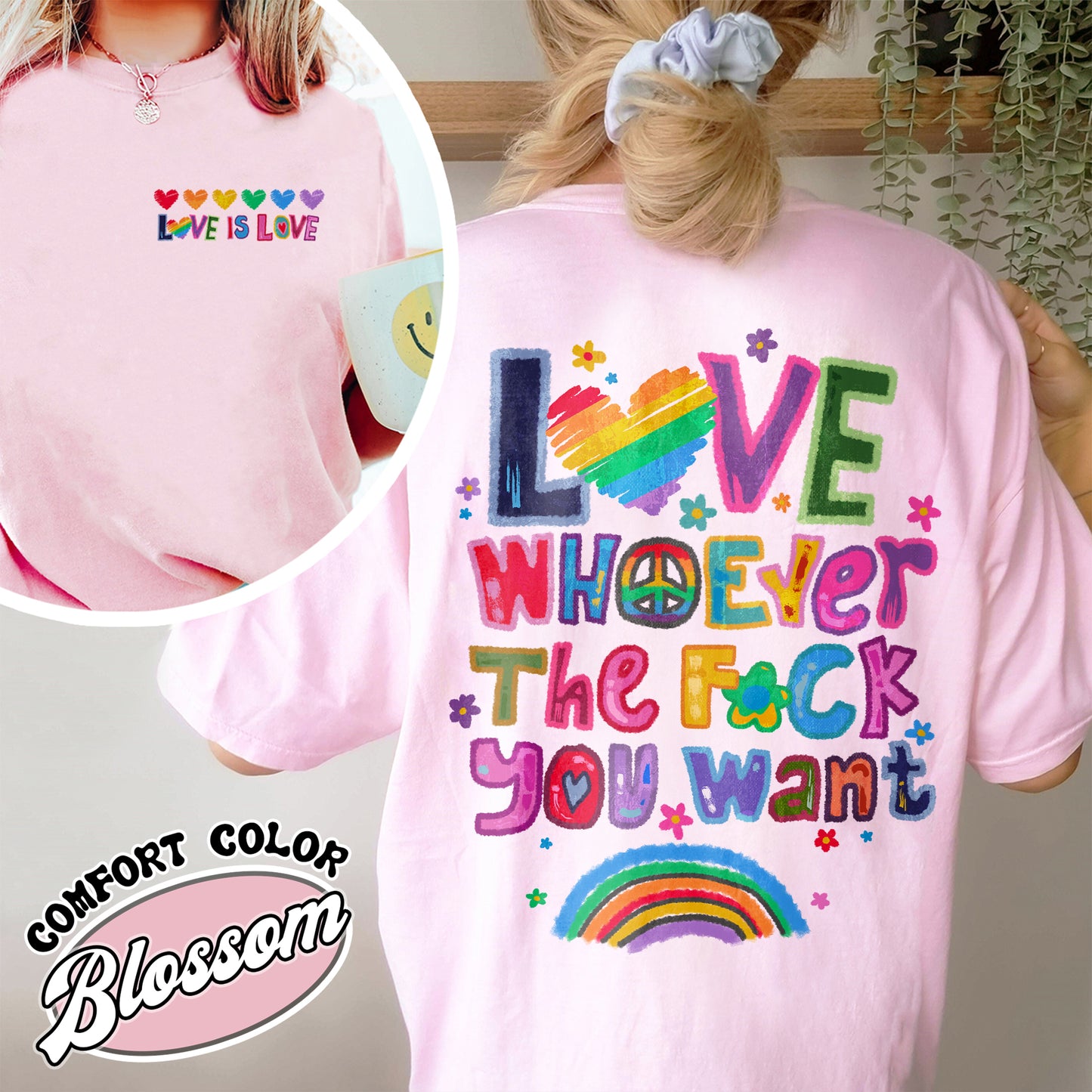 Love Whoever the F You Want Comfort Colors Shirt, Pride Month Shirt, LGBT Shirt, Rainbow Shirt, Gay Pride Trendy Tshirt, Live Laugh Lesbian, Lesbian Shirt