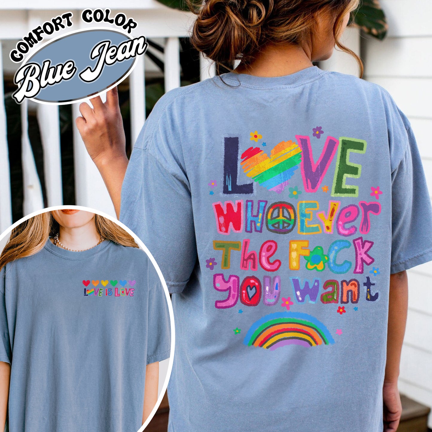 Love Whoever the F You Want Comfort Colors Shirt, Pride Month Shirt, LGBT Shirt, Rainbow Shirt, Gay Pride Trendy Tshirt, Live Laugh Lesbian, Lesbian Shirt