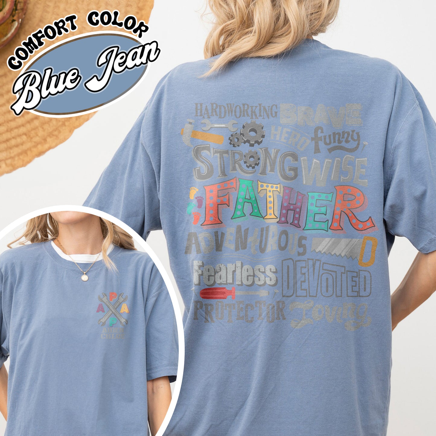 Custom Best Dad Ever Comfort Colors Tshirt, Custom Best Dad Ever, Happy Father’s Day, for Men, Papa Cross T-Shirt, Personalized With Name, Gift for DAD
