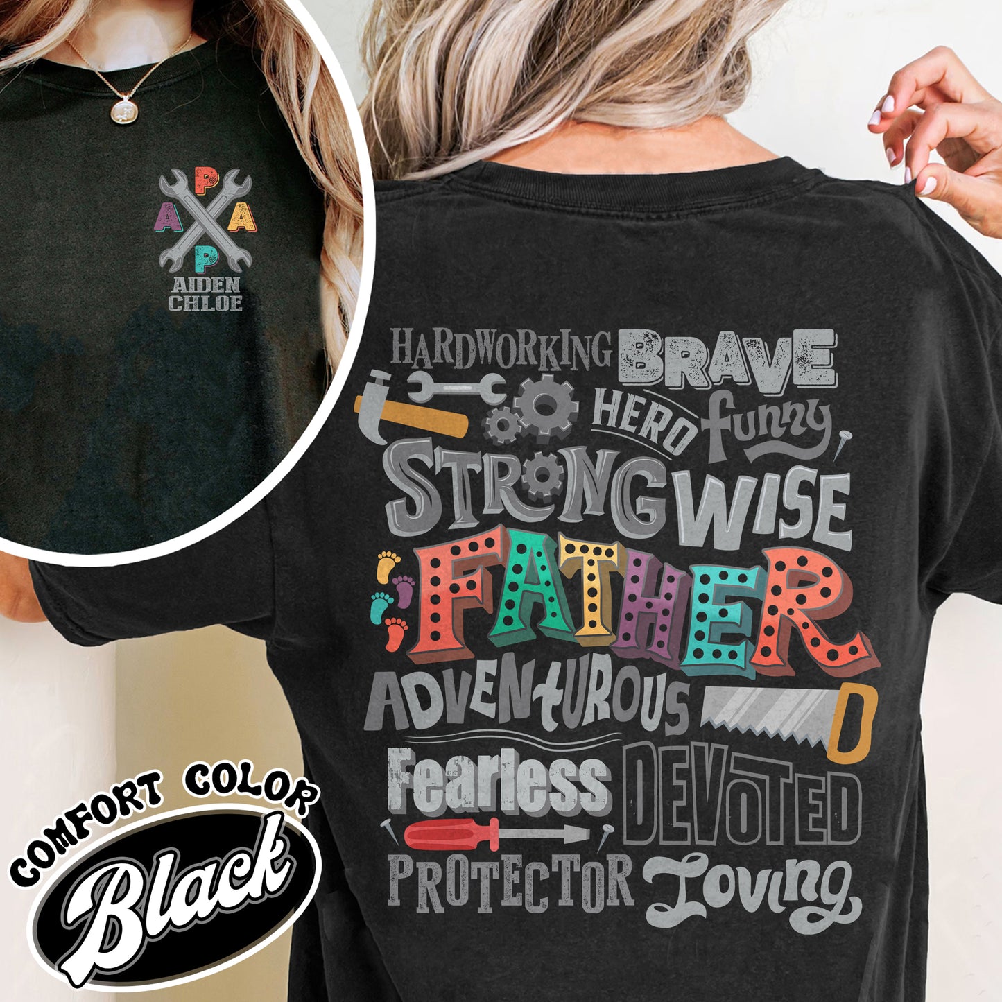 Custom Best Dad Ever Comfort Colors Tshirt, Custom Best Dad Ever, Happy Father’s Day, for Men, Papa Cross T-Shirt, Personalized With Name, Gift for DAD