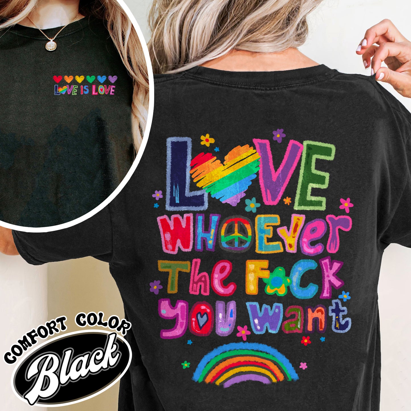 Love Whoever the F You Want Comfort Colors Shirt, Pride Month Shirt, LGBT Shirt, Rainbow Shirt, Gay Pride Trendy Tshirt, Live Laugh Lesbian, Lesbian Shirt