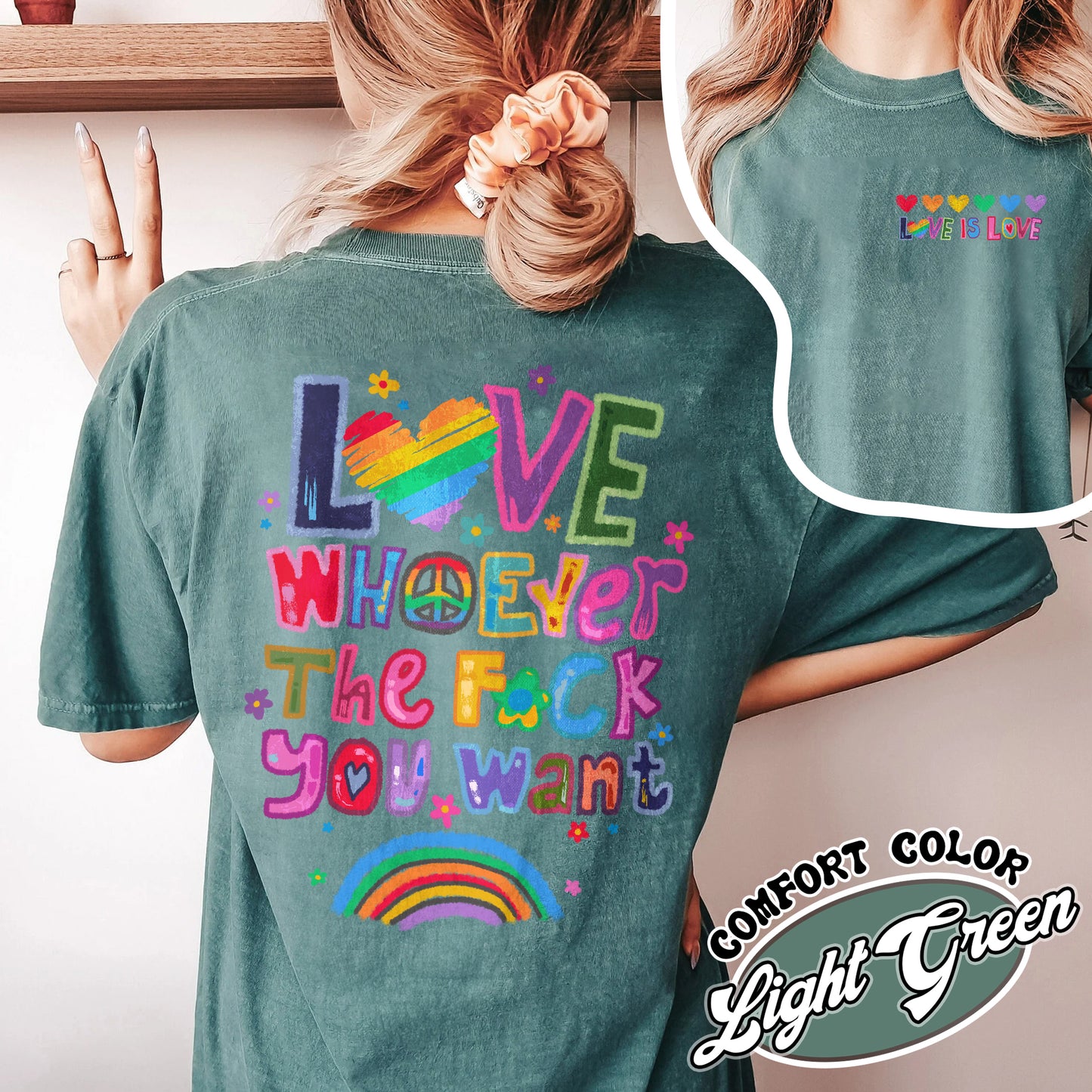 Love Whoever the F You Want Comfort Colors Shirt, Pride Month Shirt, LGBT Shirt, Rainbow Shirt, Gay Pride Trendy Tshirt, Live Laugh Lesbian, Lesbian Shirt