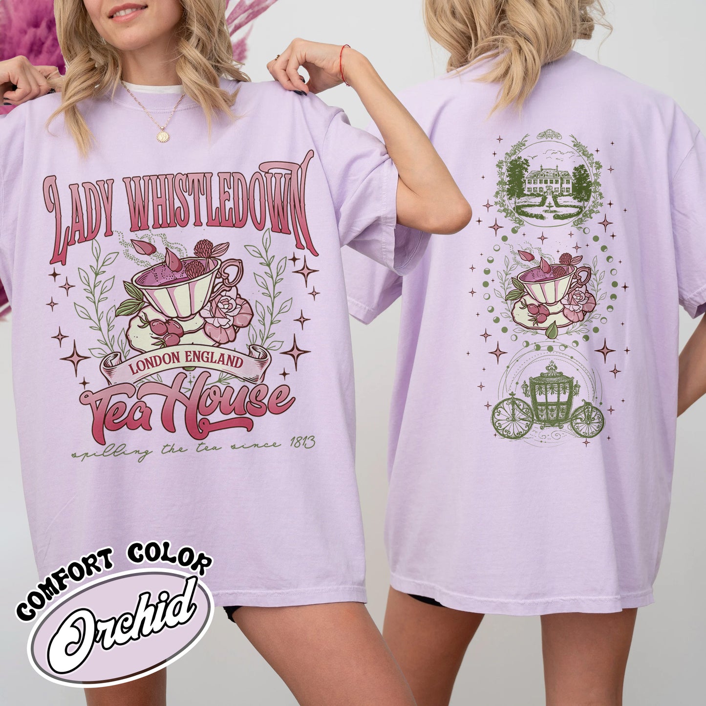 Lady Whistledown Tea House Comfort Color Shirt, Spill the Tea Lady Whistledown Shirt, Lady Whistledown Shirt, Lady Whistledown Colin and Penelope, Tea House Shirt