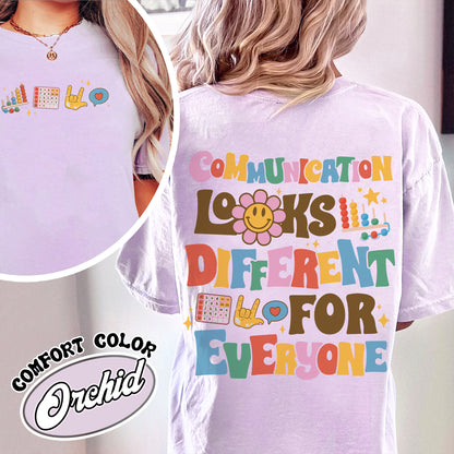 Communicate Slp Comfort Color Shirt, Everyone Communicates Differently Shirt, Speech Therapy Sweat Shirt