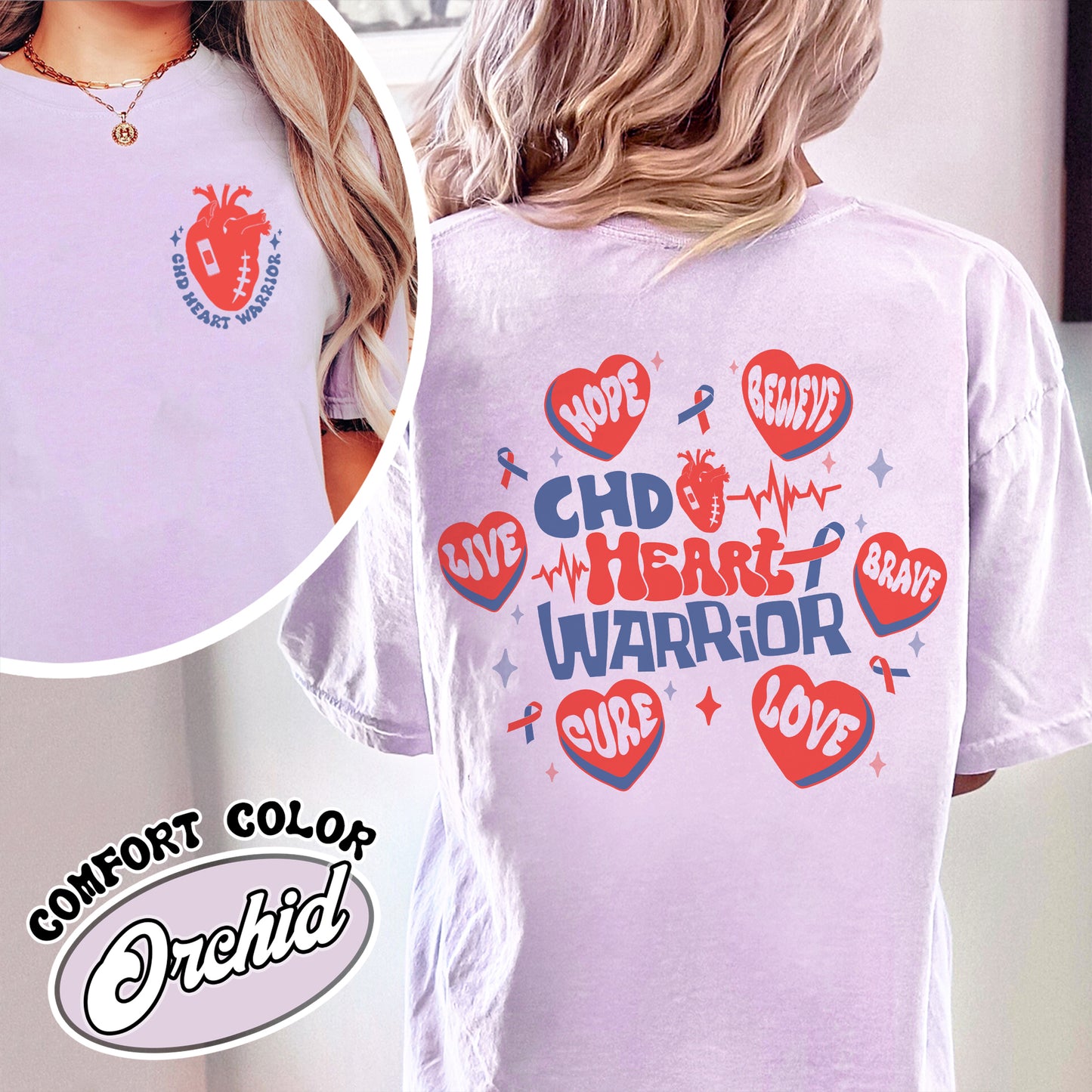 Chd Awareness Comfort Color Shirt, Chd Awareness Ribbon, Heart Disease Awareness Shirt