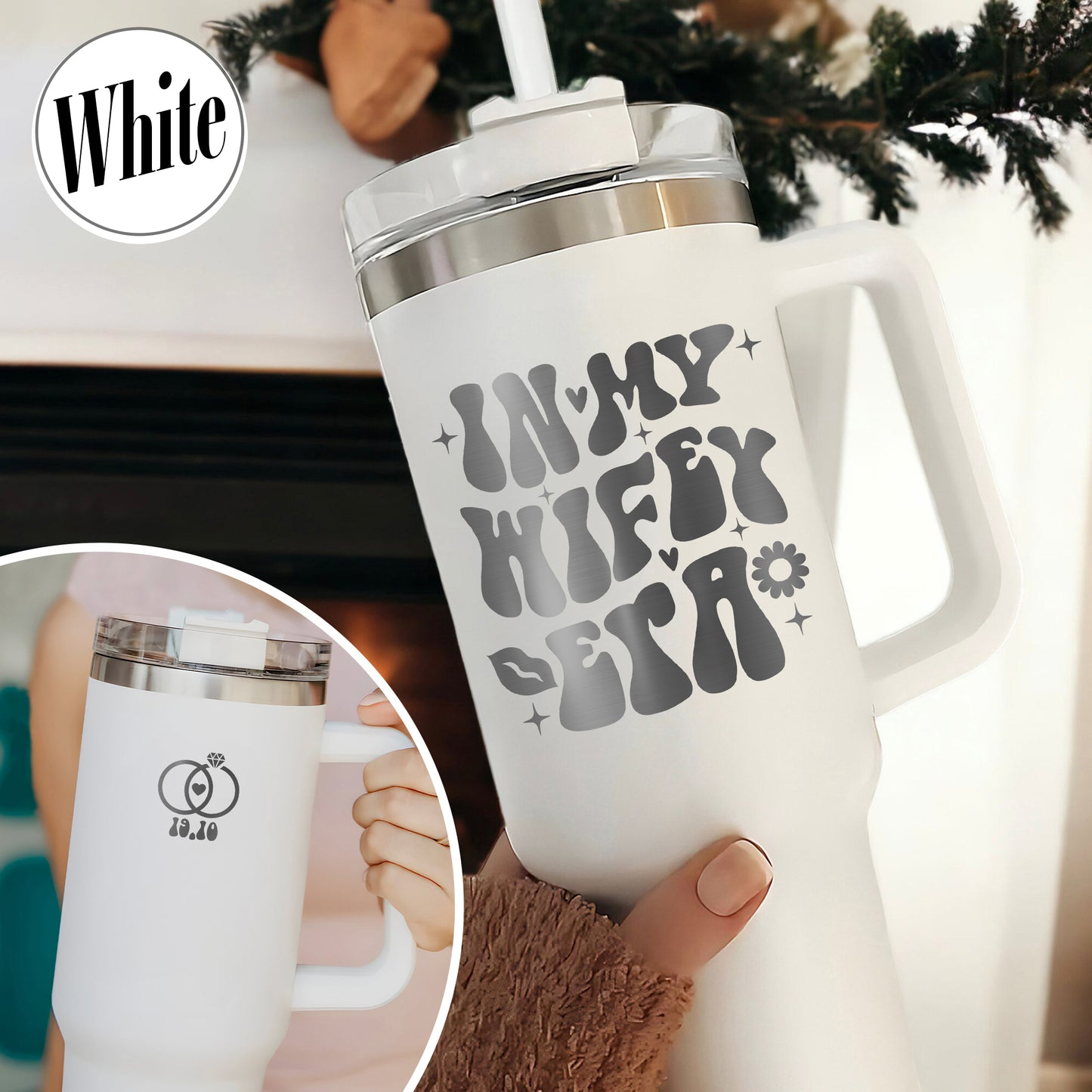 Couple Tumbler 40oz, Personalized Couple Tumbler, Future Mrs Tumbler Personalized, Custom Future Mrs Tumbler, Laser Engraved Tumbler With Handle