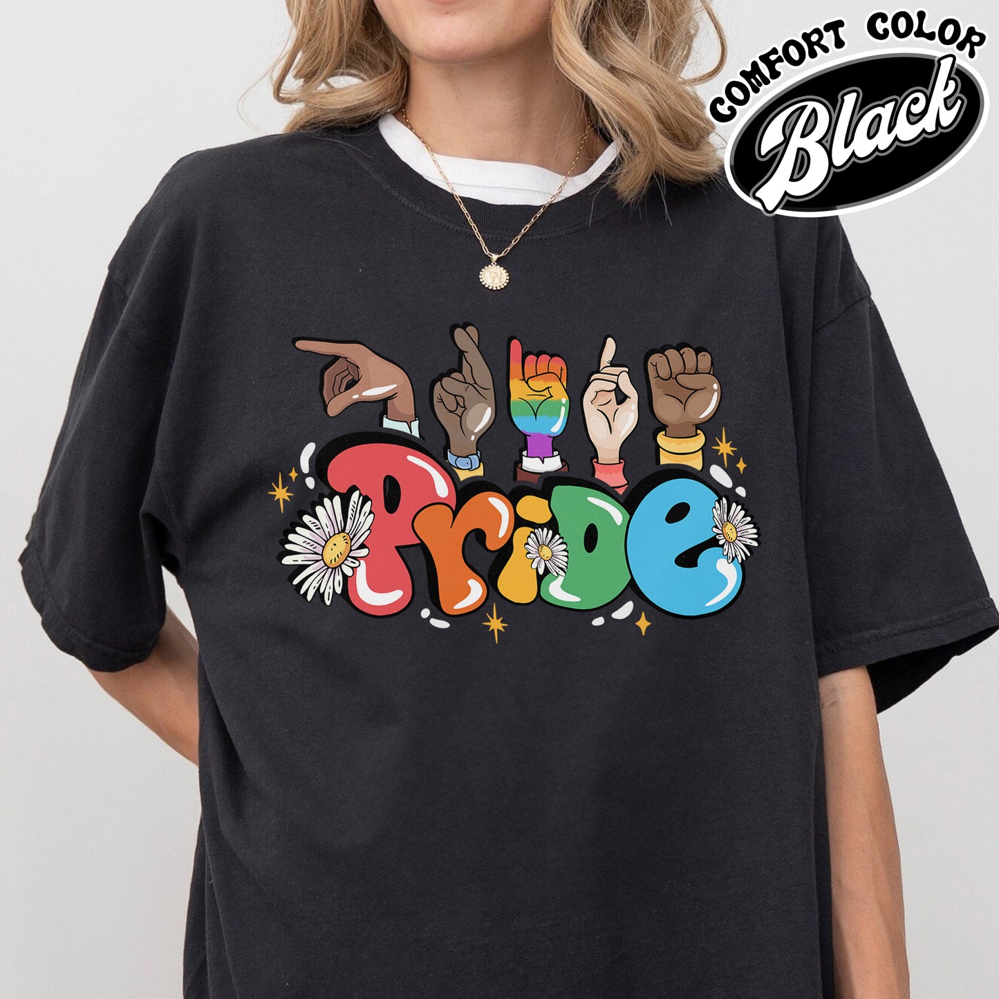 Sign Language Pride Comfort Colors Shirt, Pride 2024 Shirt, LGBTQ Groovy T Shirt, Pride Shirt Bestseller, LGBT Be Kind T-Shirt, Equality Shirt, Pride Shirt