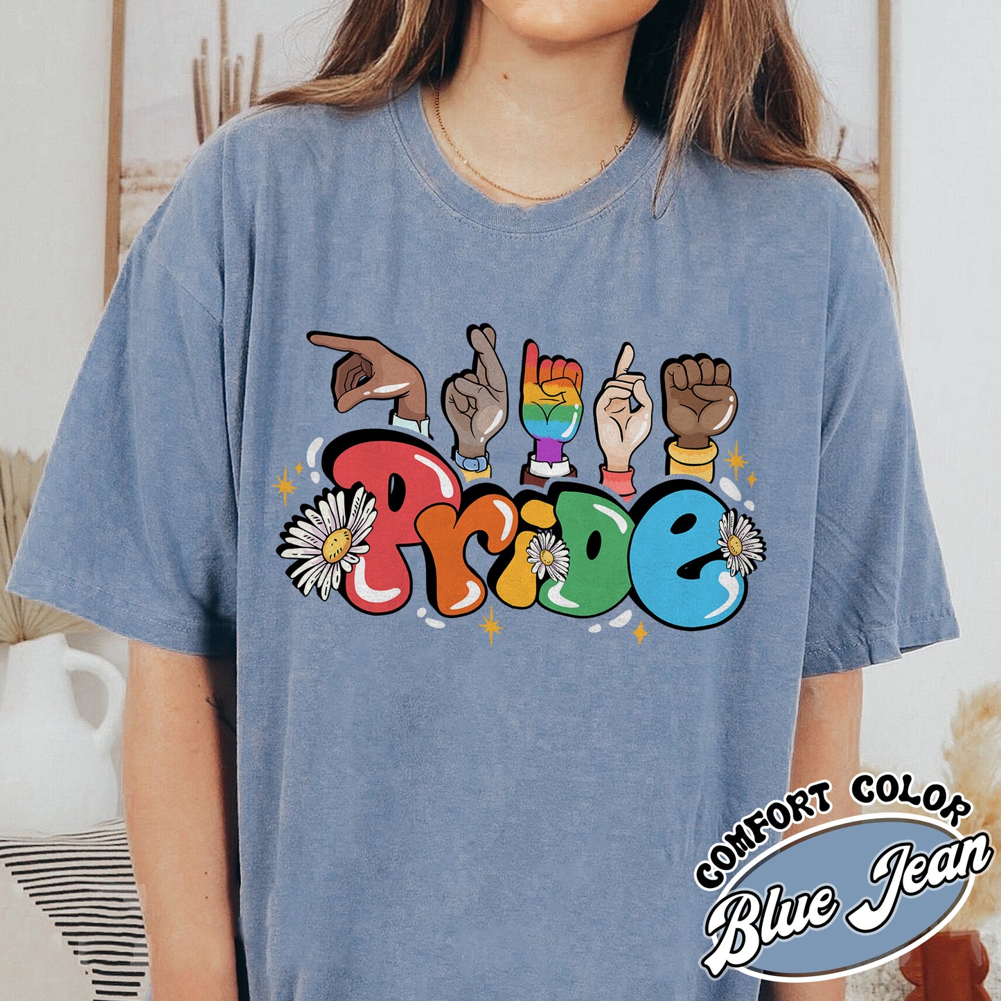 Sign Language Pride Comfort Colors Shirt, Pride 2024 Shirt, LGBTQ Groovy T Shirt, Pride Shirt Bestseller, LGBT Be Kind T-Shirt, Equality Shirt, Pride Shirt