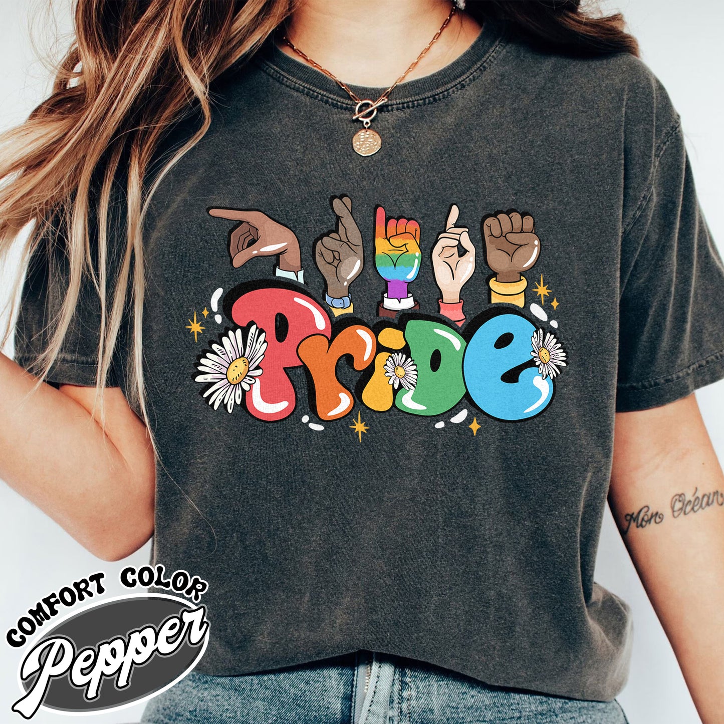 Sign Language Pride Comfort Colors Shirt, Pride 2024 Shirt, LGBTQ Groovy T Shirt, Pride Shirt Bestseller, LGBT Be Kind T-Shirt, Equality Shirt, Pride Shirt