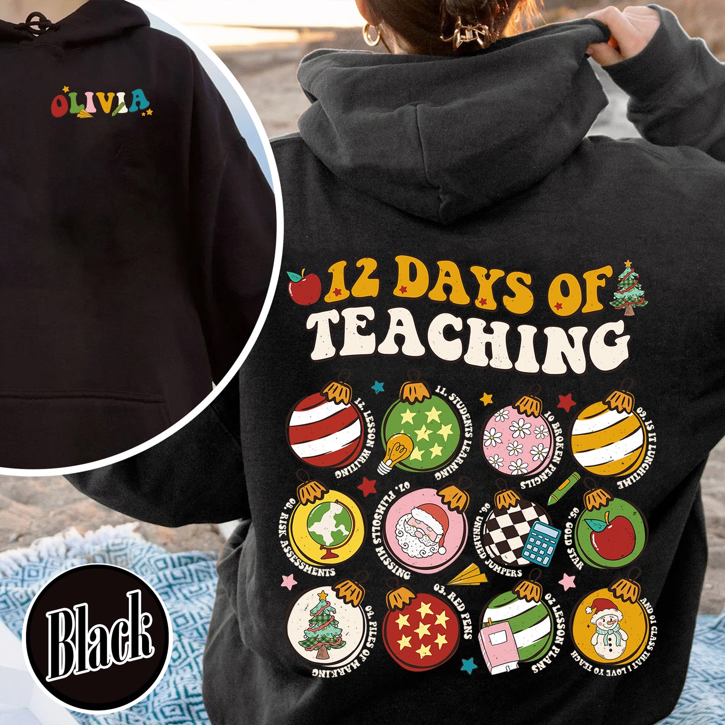 12 Days of Teaching Hoodie, 12 Days of Teaching Christmas Hoodie, 12 Days of Teaching Hoodie, Teacher Christmas Hoodie, Merry Teacher Era